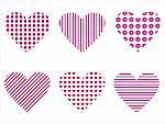 set of 6 hearts icons