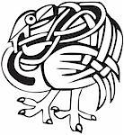 A black and white Celtic bird know design and pattern