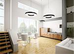 Interior of modern kitchen made with ebony wood 3d render