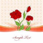 Vector vintage  greeting card with red flowers