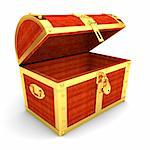 Wooden treasure chest  - isolated on white background