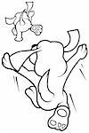 Running Dogs - Black and White Cartoon illustration, Vector