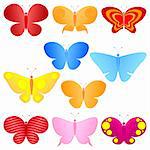 cartoon colorful butterflies set