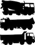 trucks silhouette - vector