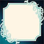 Elegant deep blue frame inspired by Rococo era designs. Graphics are grouped and in several layers for easy editing. The file can be scaled to any size.