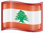 Lebanese Flag icon, isolated on white background.