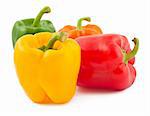 Four ripe peppers isolated on white background