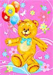 Teddy Bear with Balloons by Freehand drawing.