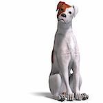 Parson Russel Terrier Dog. 3D rendering with clipping path and shadow over white