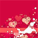 Valentine greeting card with different red hearts