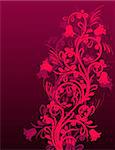 Beautiful red floral ornate background with stylized flowers