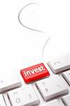 invest or investment key or button in red showing business success