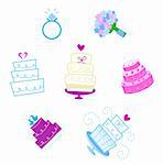 Vector collection of love and cakes icons.