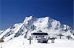 Station of ropeway. Ski resort. Caucasus Mountains, Dombay.