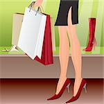 leg of shopping sexy girl - vector illustration