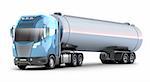 Oil Tanker truck. 3D image . MY OWN DESIGN. White background.