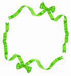 green ribbon bow frame with copy space for your text