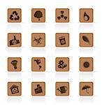 Wooden Ecology icons - Vector Icon Set
