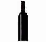 Isolated red wine bottle on white background