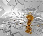 question mark in abstract futuristic space - 3d illustration