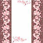 White vertical frame with pink cherry flowers