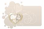 Valentine greeting card with hanging gold heart