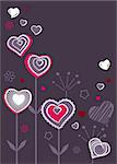 Valentine greeting card with different growing hearts