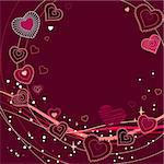 Valentine greeting card with different red hearts