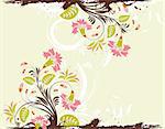 Grunge floral frame with blot, element for design, vector illustration