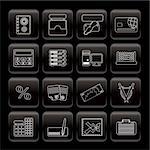 bank, business, finance and office icons - vector icon set