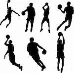 basketball players silhouettes - vector