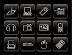 Line Hi-tech technical equipment icons - vector icon set 3