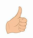 Illustration hand gesture with thumb up isolated on white - vector