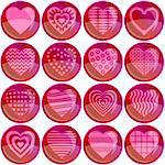 Valentine heart buttons, love symbol, vector eps10, set