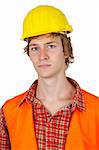 Young worker isolated on white background