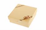 gift box with gold ribbon on white background