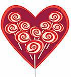 Vector illustration sweet red lollipop heart shape