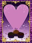 Vector Illustration. A template background Purple Chocolate Card or invitation. May add photo and/or text.