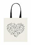 Floral heart shape, design of shopping bag