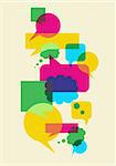 Interactive multicolored bubbles in different sizes and forms illustration. Vector file available.