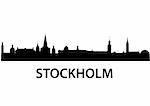 detailed vector skyline of Stockholm