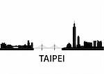 detailed vector skyline of Taipei