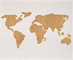 Global shipping or transportation concept with cardboard world map