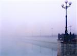 Misty embankment of a Park. Donetsk, Ukraine
