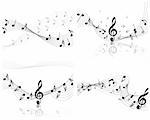 Vector musical notes staff set for design use