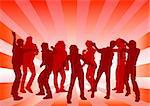 Vector image of young people. Dancing in nightclub