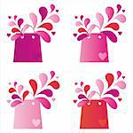 set of 4 st. valentine's day shopping bags