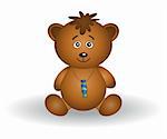 Toy teddy bear with a sweet on a neck, vector