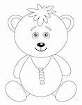 Toy teddy bear with a sweet on a neck, vector, contour