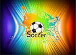 Rainbow ink background with soccer ball. Vector illustration